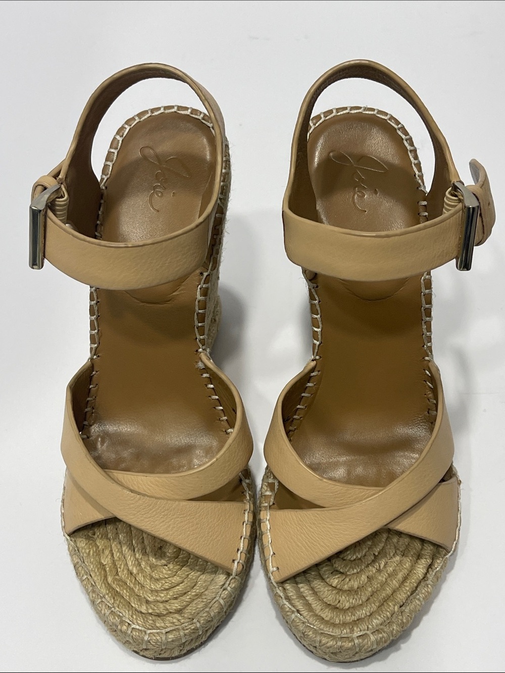 Joie Beige/Tan Espadrille Wedge Sandals - Women Size 8.5